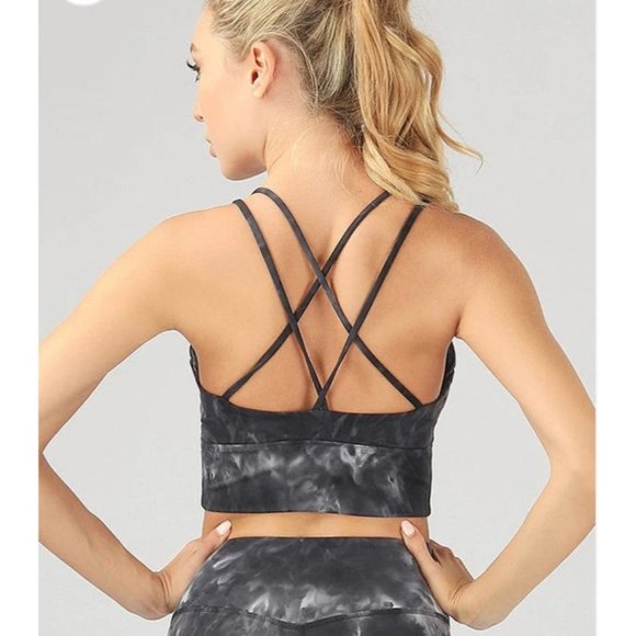 Athleta Other - Athleta Women's Sports Bra Tie Dye Strappy Greenish/Black Size S